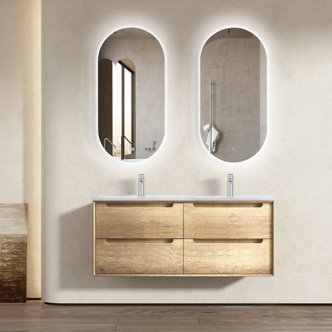 Vanity BYRON Double Bowl Wall Hung 1200mm Natural Oak