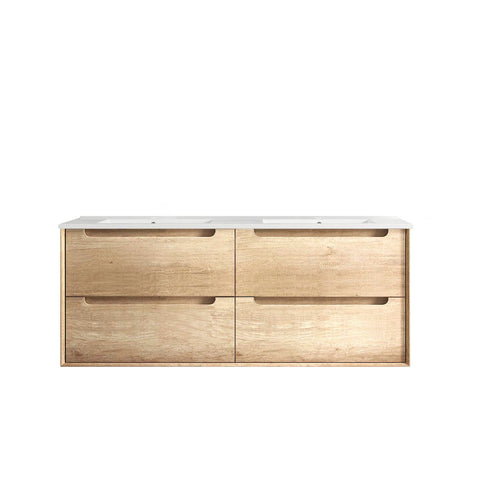 Vanity BYRON Double Bowl Wall Hung 1200mm Natural Oak