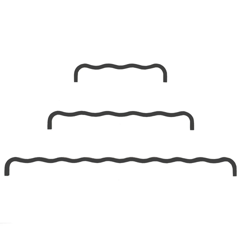 Wavey solid brass handle in black finish, modern cabinet and drawer pull