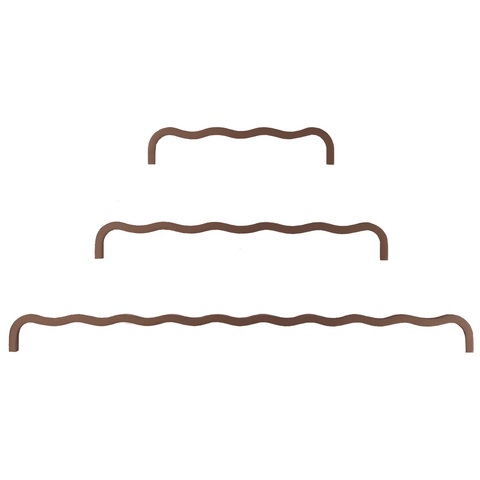 Wavey solid brass handle in bronze finish, modern cabinet and drawer pull