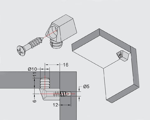 Knock Down Connector in Black. Sold per 1000/pack