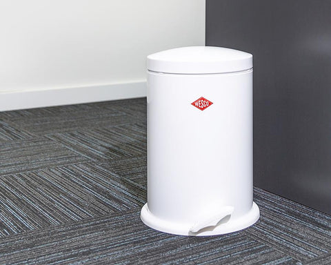 Wesco® 13L Base Softer Bin in Gloss White. Height: 425mm Width: 300mm Depth: 300mm Diameter: 300mm