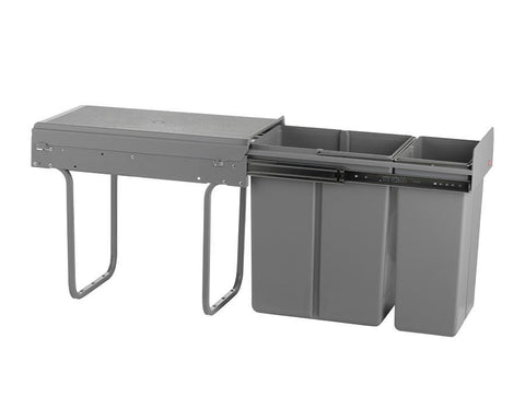 Wesco 30L (1 x 20L + 1 x 10L) Hand Pull Waste Bin in Plastic. Width: 254mm. Height: 410mm. Depth: 475mm. Fits cabinets from 300mm