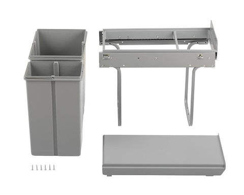 Wesco 30L (1 x 20L + 1 x 10L) Hand Pull Waste Bin in Plastic. Width: 254mm. Height: 410mm. Depth: 475mm. Fits cabinets from 300mm