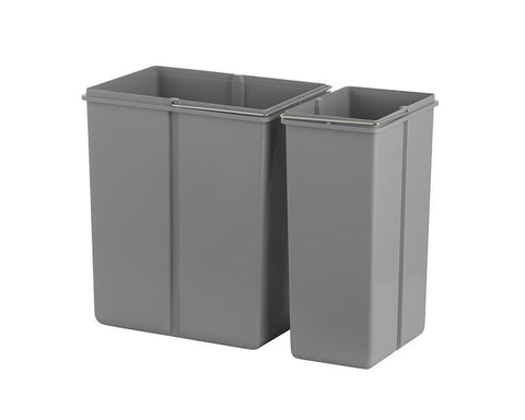 Wesco 30L (1 x 20L + 1 x 10L) Hand Pull Waste Bin in Plastic. Width: 254mm. Height: 410mm. Depth: 475mm. Fits cabinets from 300mm