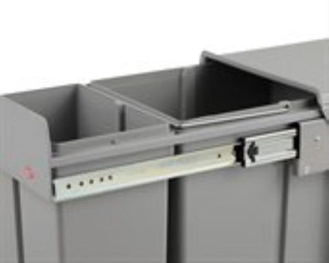 Wesco 30L (1 x 20L + 1 x 10L) Hand Pull Waste Bin in Plastic. Width: 254mm. Height: 410mm. Depth: 475mm. Fits cabinets from 300mm