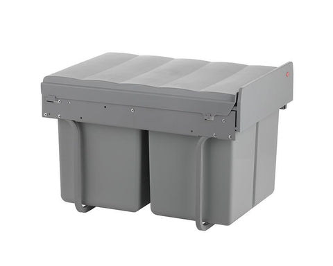 Wesco 32L (2 x 16L) Hand Pull Waste Bin in Plastic. Height: 345mm. Width: 338mm. Depth: 475mm. Suits 400mm cabinet