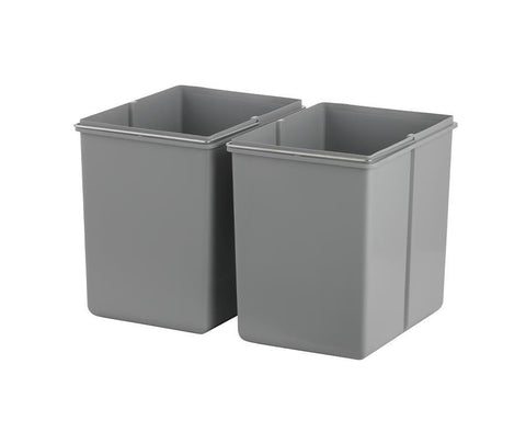 Wesco 32L (2 x 16L) Hand Pull Waste Bin in Plastic. Height: 345mm. Width: 338mm. Depth: 475mm. Suits 400mm cabinet