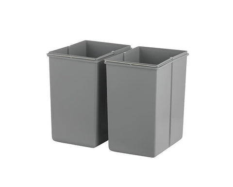 Wesco 40L (2x20L) Hand Pull Waste Bin in Grey Plastic. Width: 338mm. Height: 410mm. Depth: 475mm. Fits cabinets from 400mm