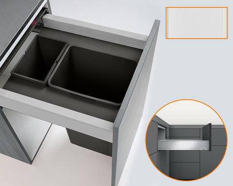 Blum LEGRABOX pure M Height 90.5MM drawer 500MM integrated BLUMOTION in Silk White 70kg + 43L (1 x 8L + 1 x 32L) WPBL4543AZ. To suit 450mm cabinet.