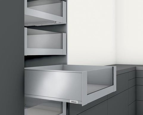 Blum LEGRABOX pure 500MM Inner Drawer C Height 177MM with HIGH GLASS DESIGN ELEMENT to suit 1200mm Wide Cabinet with Integrated BLUMOTION in Silk White 40KG