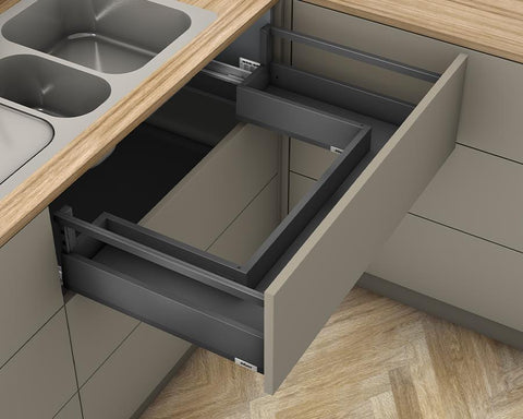 Blum MERIVOBOX modular E Height 192mm Sink Drawer with Single Gallery Rail with