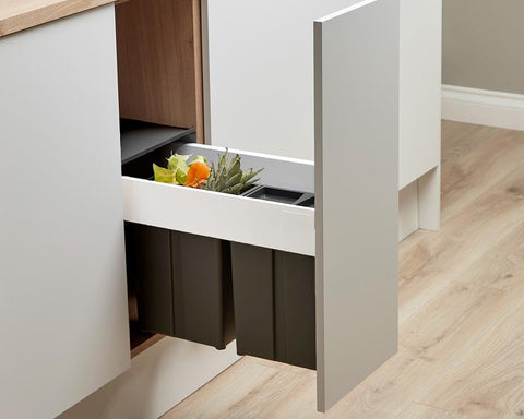 Wesco 16L (2 x 8L) Pullboy Z Waste Bin in Orion Grey. Overall carcase width: 300mm. To suit Blum TANDEMBOX antaro