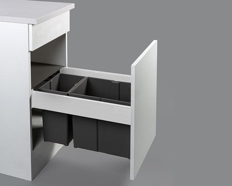 Wesco 25L (1 x 17L + 1 x 8L) Pullboy Z Waste Bin in Orion Grey. Overall carcase width: 400mm. To suit Blum TANDEMBOX antaro