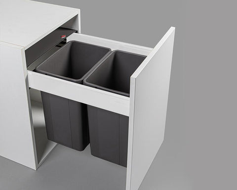 Wesco 52L (2 x 26L) Pullboy Z Waste Bin in Orion Grey. Overall carcase width: 450mm. To suit Blum TANDEMBOX antaro