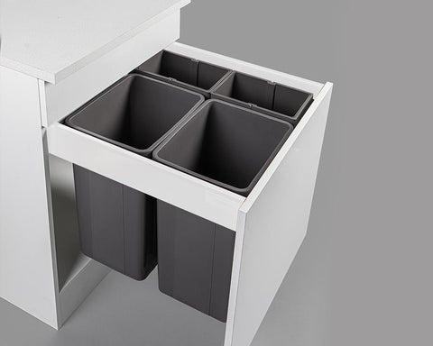 Wesco 80L (2 x 32L + 2 x 8L) Pullboy Z Waste Bin 84L in Orion Grey. Overall carcase width: 600mm. To suit Blum TANDEMBOX antaro