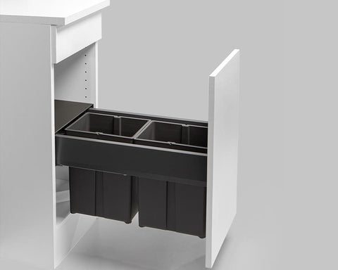 Wesco® 16L (2 x 8L) Pullboy Z Waste Bin in Orion Grey. Overall Carcase Width: 300mm