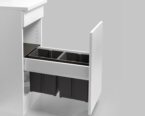 Wesco® 16L (2 x 8L) Pullboy Z Waste Bin in Orion Grey. Overall Carcase Width: 300mm