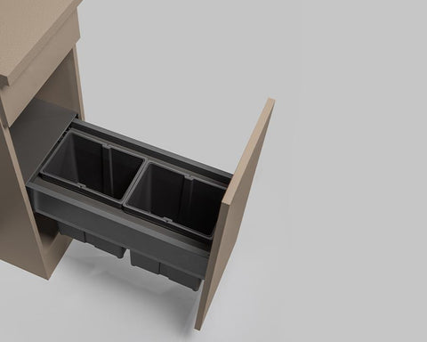 Wesco® 16L (2 x 8L) Pullboy Z Waste Bin in Orion Grey. Overall Carcase Width: 300mm