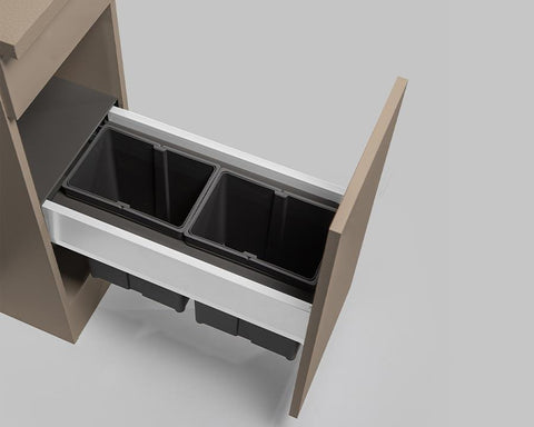 Wesco® 16L (2 x 8L) Pullboy Z Waste Bin in Orion Grey. Overall Carcase Width: 300mm