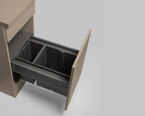 Wesco® 25L (17L + 8L) Pullboy Z Waste Bin in Orion Grey. Overall Carcase Width: 400mm
