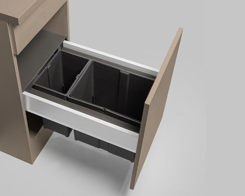 Wesco® 25L (17L + 8L) Pullboy Z Waste Bin in Orion Grey. Overall Carcase Width: 400mm