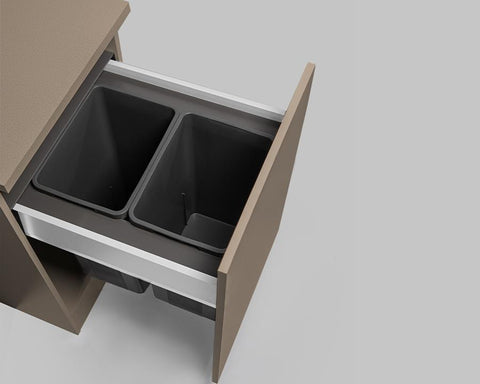 Wesco® 52L (2 x 26L) Pullboy Z Waste Bin in Orion Grey. Overall Carcase Width: 500mm. To suit Blum MERIVOBOX