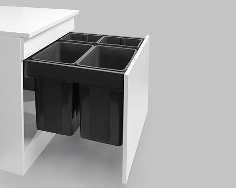 Wesco® 50L (2 x 8L + 2 x 17L) Pullboy Z Waste Bin in Orion Grey. Overall Carcase Width: 600mm