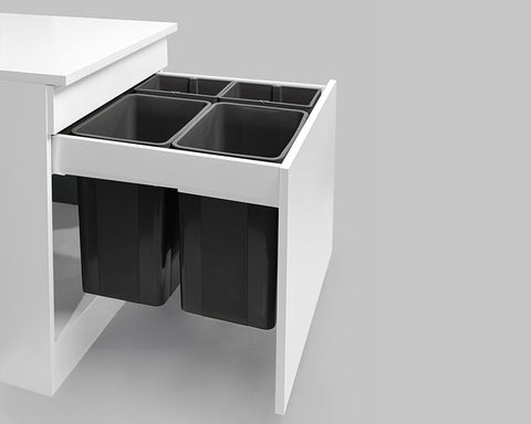 Wesco® 50L (2 x 8L + 2 x 17L) Pullboy Z Waste Bin in Orion Grey. Overall Carcase Width: 600mm