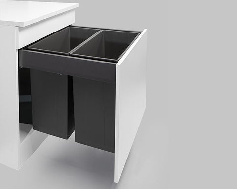 Wesco® 84L (2 x 42L) Pullboy Z Waste Bin in Orion Grey. Overall Carcase Width: 600mm
