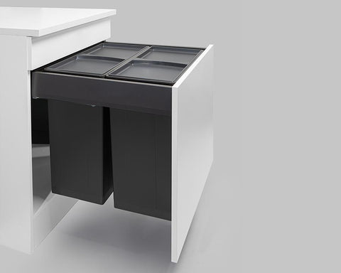 Wesco® 84L (2 x 42L) Pullboy Z Waste Bin in Orion Grey. Overall Carcase Width: 600mm