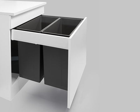 Wesco® 84L (2 x 42L) Pullboy Z Waste Bin in Orion Grey. Overall Carcase Width: 600mm