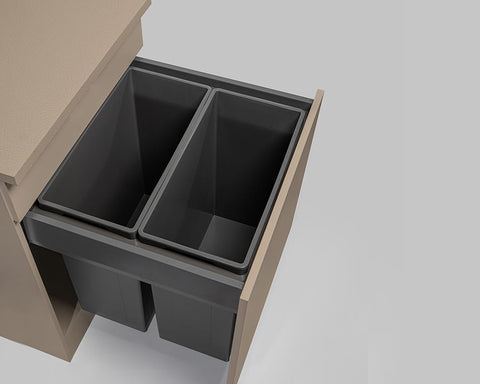 Wesco® 84L (2 x 42L) Pullboy Z Waste Bin in Orion Grey. Overall Carcase Width: 600mm