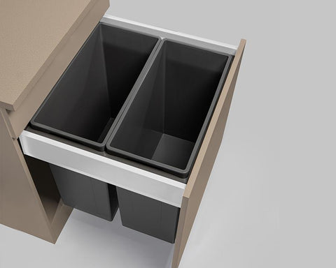 Wesco® 84L (2 x 42L) Pullboy Z Waste Bin in Orion Grey. Overall Carcase Width: 600mm