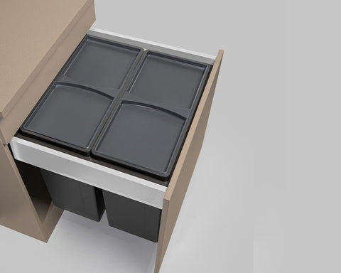 Wesco® 84L (2 x 42L) Pullboy Z Waste Bin in Orion Grey. Overall Carcase Width: 600mm
