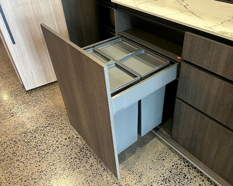 Wesco® 84L (2 x 42L) Pullboy Z Waste Bin in Orion Grey. Overall Carcase Width: 600mm