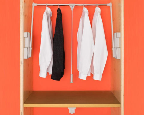 Ambos Double Pull Down Wardrobe Lift Rail in Black. 15kg.