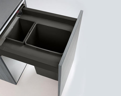 Wesco 40L (1 x 32L + 1 x 8L) Pullboy Z Waste Bin in Orion Grey. Overall carcase width: 450mm. To suit Blum LEGRABOX pure