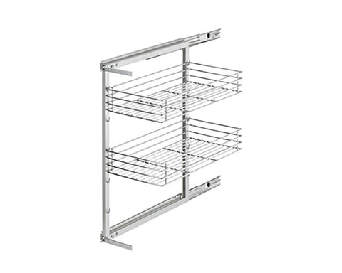 Pantry Wire Roll Out For 300mm Cabinet. 2 Chrome Baskets & Grey Frame. Will Fit 250mm Opening