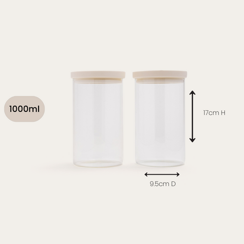 Wategos Round Glass Pantry Jars | Oat Milk