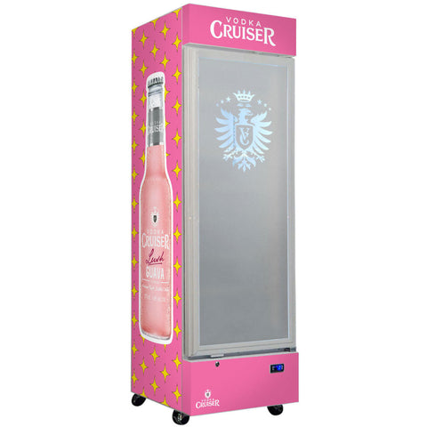 Vodka Cruiser Branded Design - Upright Quiet Running Glass Door Bar Fridge - Model SC372W-VC