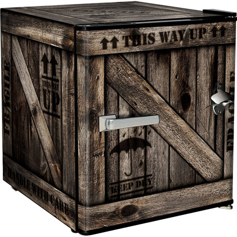 Cool Wooden Crate Design Mini Bar Fridge - A Great Gift Idea - Model BC46B-CRATE