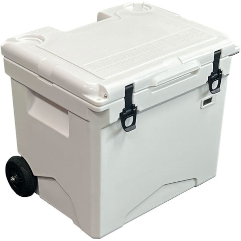 Heavy Duty Roto Mould Ice Box 42Ltr With Wheels Handle And Temp Gauge: Latches that hold firm