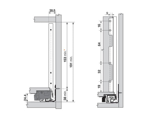 Blum LEGRABOX pure Front Fixing Component Glass Element ZI7.2CS0