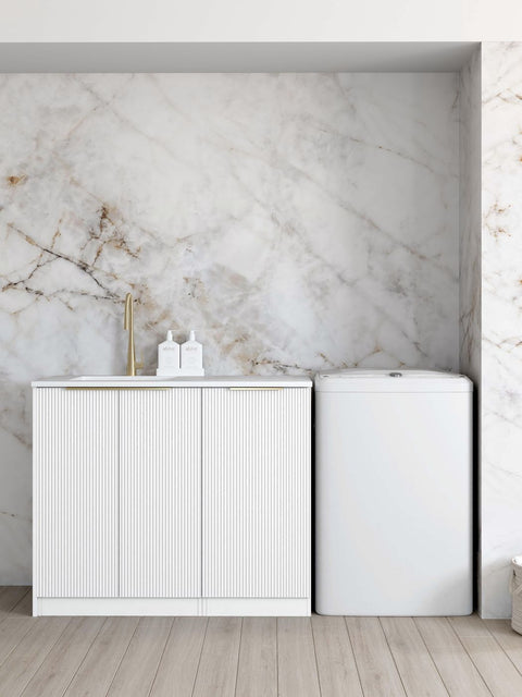 BURLEIGH White Laundry Cabinet with Stone Top 1060x600x900mm