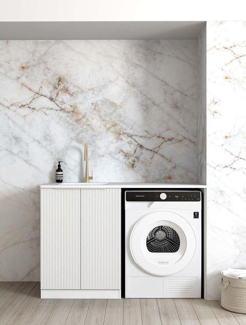 BURLEIGH White Laundry Cabinet with Stone Top Set 1300x600x900mm