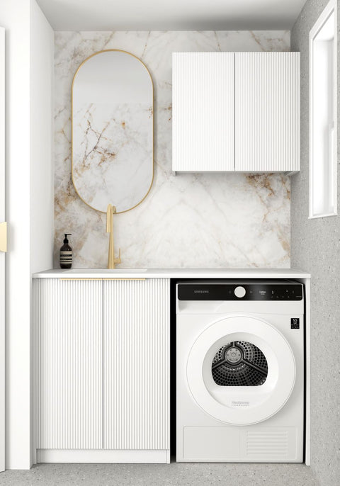 BURLEIGH White Laundry Cabinet with Stone Top Set 1305x600x2100mm (Style A)