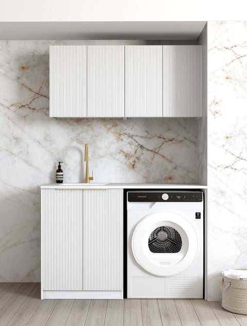 BURLEIGH White Laundry Cabinet with Stone Top Set 1305x600x2100mm (Style B)