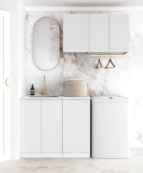 BURLEIGH White Laundry Cabinet with Stone Top Set 1715x600x2100mm (Style A)