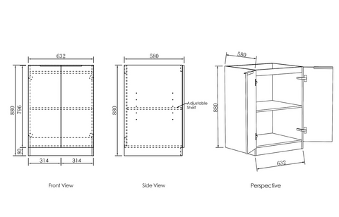 Byron Natural Oak Cabinet Laundry Set 1715x600x2100 (Style C)